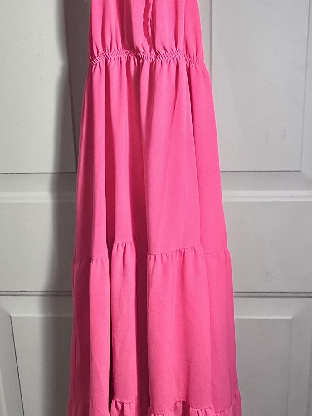 Milumia Halter Vneck Open Back Dress Sleeveless Womens Layered Maxi Sz Med